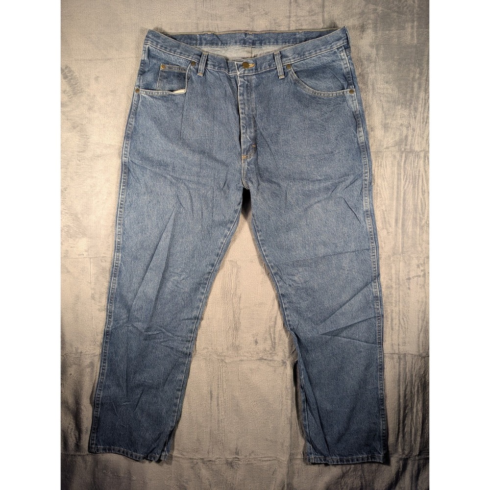 Wrangler Premium‎ Quality Regular Fit Blue Denim Jeans Mens 40x30 Mid Wash